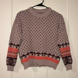 SHEIN vintage crewneck sweater - purple/orange/brown, size S/M